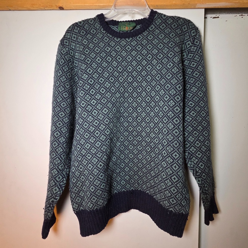 Vintage J. Crew Outfitters‎ Mens Wool Crewneck Sweater Oarsman Navy Grandpa Knit